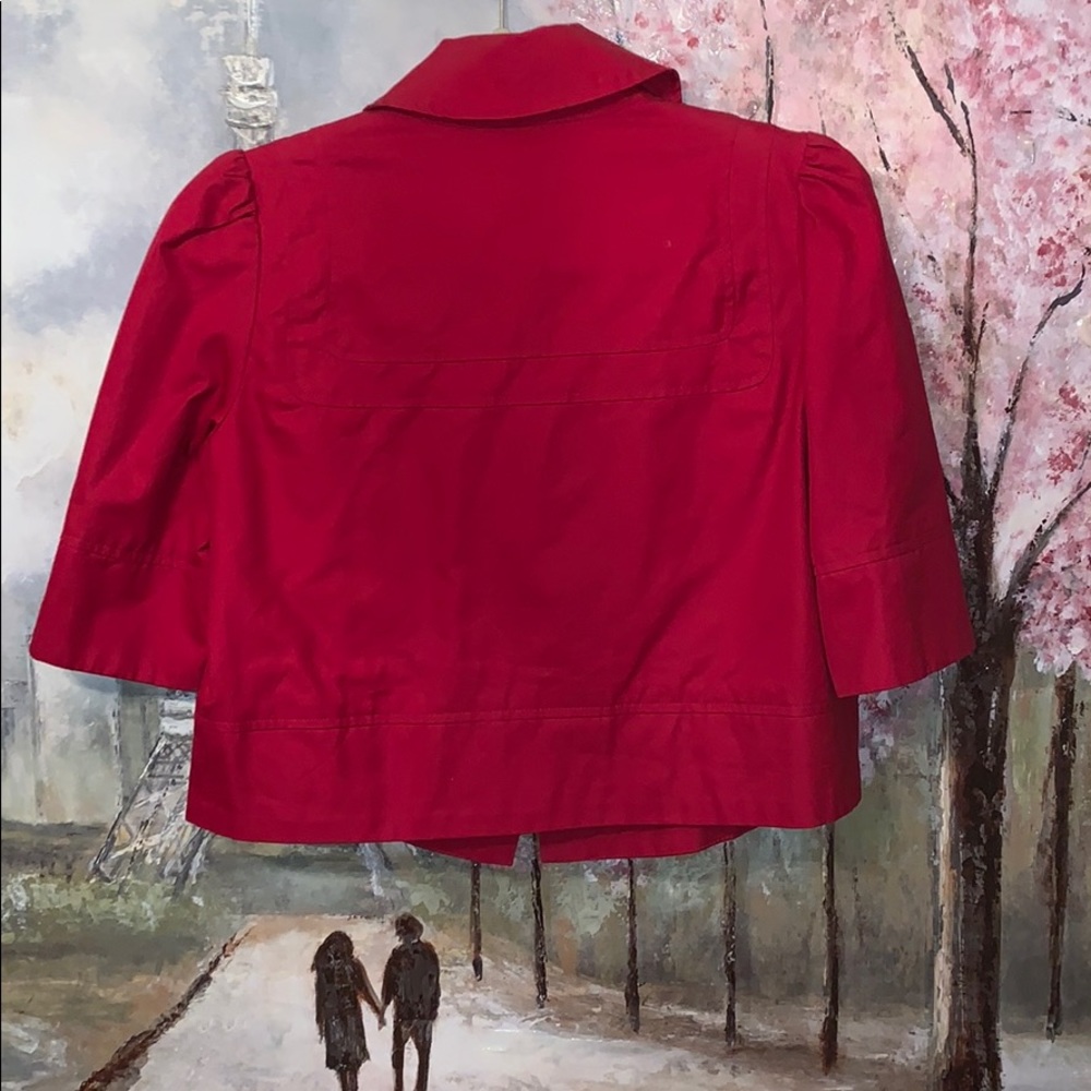 French Connection Red 3 Botton Retro Cropped Women’s Jacket sz 8 EUC - Picture 4 of 4